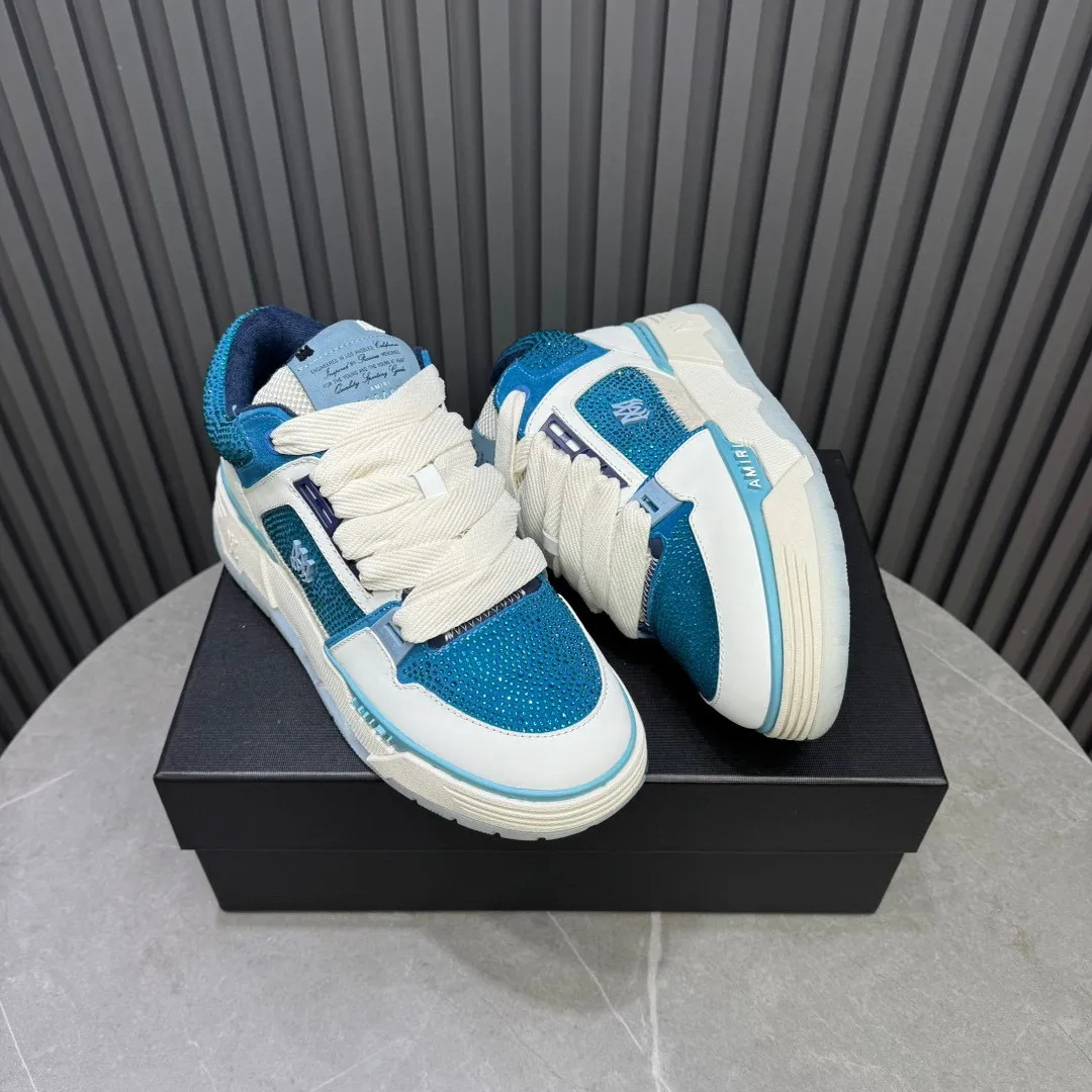 Men's men's shoes 💰800 AMIRI Amir Couple's new hot brick high street sneakers with bone sports shoes, toe-layer cowhide upper, upper side bones, purely hand-stitched, with good three-dimensional effect, customized metal LOGO, code number 35-44 (45, 46 customized)